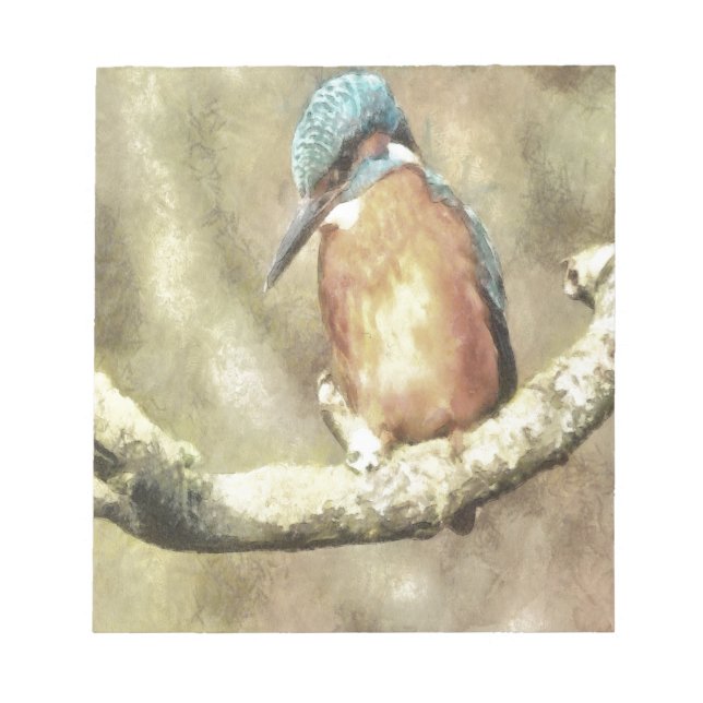 Stunning Kingfisher In Watercolor Notepad (Front)