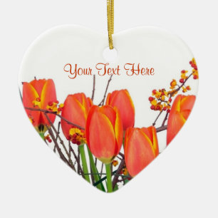 Stunning Light Orange Tulip Arrangement Design Ceramic Tree Decoration