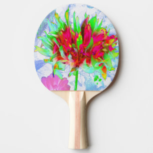 Stunning Lime Green and Red Cactus Dahlia Ping Pong Paddle