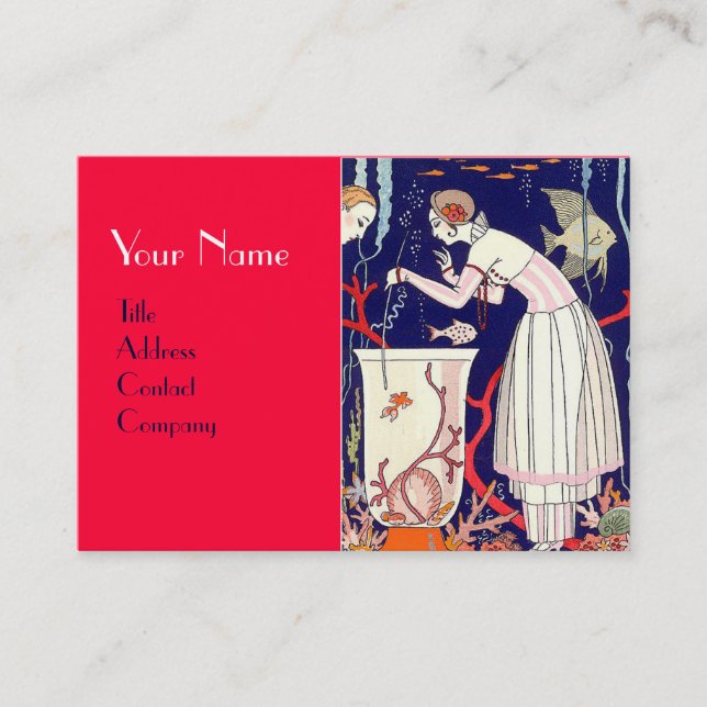STUNNING LITTLE FISH,BEAUTY FASHION Red Coral Business Card (Front)