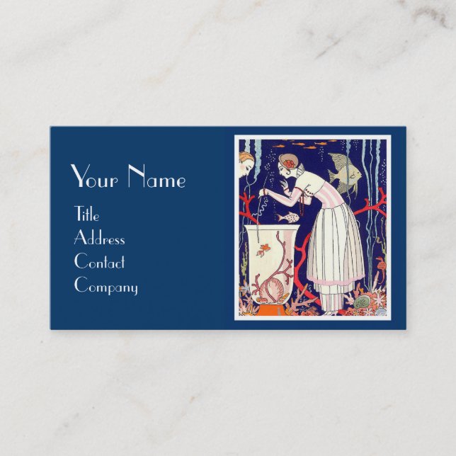 STUNNING LITTLE FISH, DECO BEAUTY FASHION MONOGRAM BUSINESS CARD (Front)