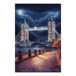 Stunning London Night Scene with Illuminated Tower Photo Print