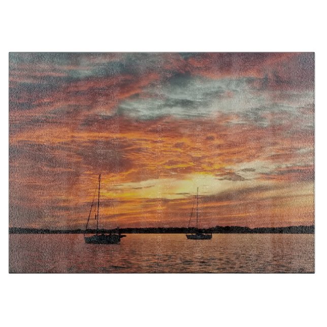 Stunning Long Island Sound Sunset Cutting Board (Front)