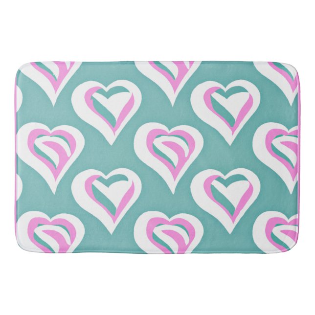 Stunning Love Heart Pattern Bath Mat (Front)