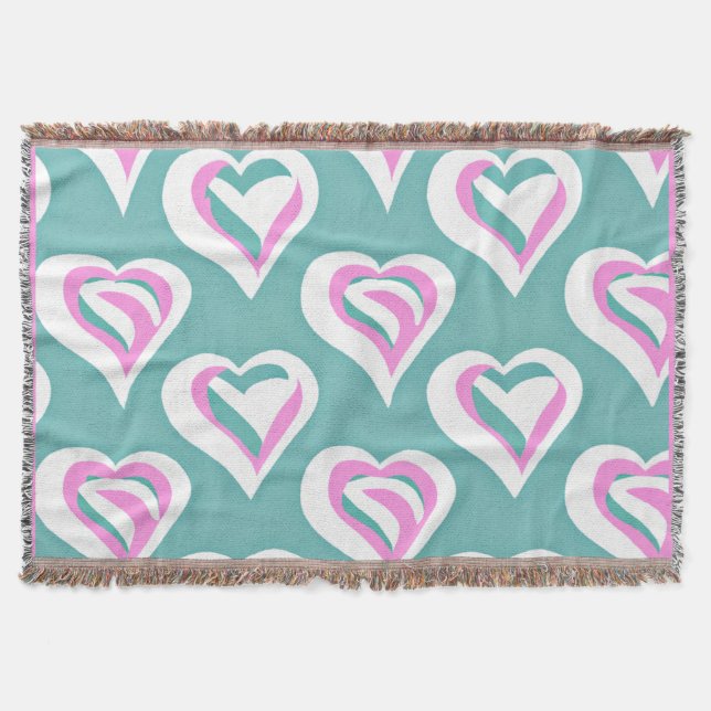 Stunning Love Heart Pattern Throw Blanket (Front)