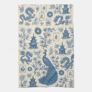 Stunning Mahjong Toile Kitchen Towel