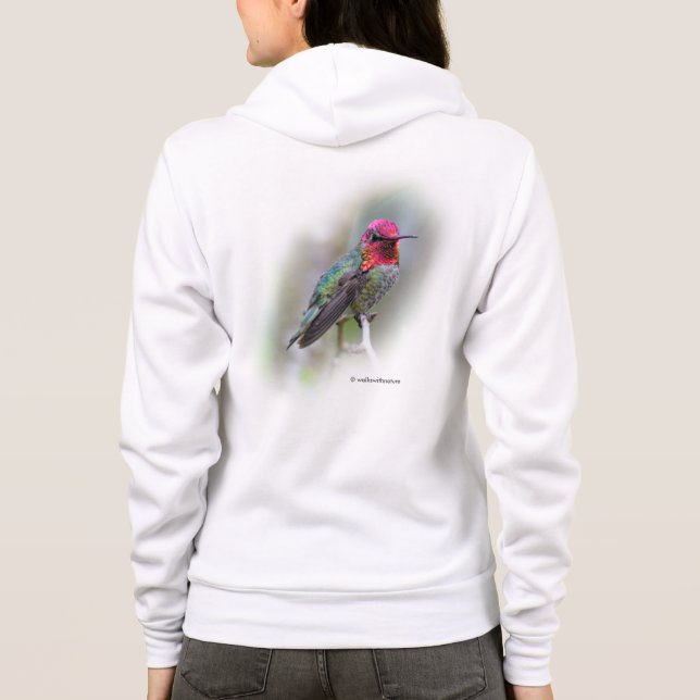 Stunning Male Anna's Hummingbird on the Plum Tree Hoodie (Back)