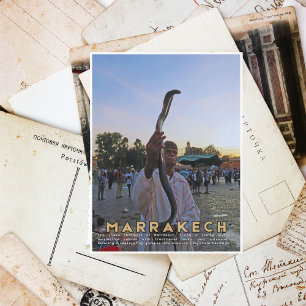 Stunning Marrakech Medina Snake Charmer Postcard