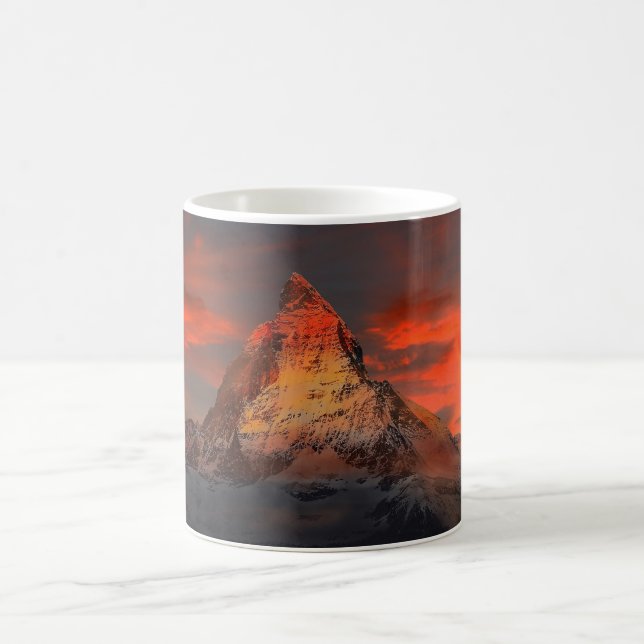 Stunning matterhorn red sky landscape coffee mug (Center)