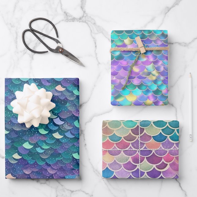 Stunning Mermaid Tail Collection Wrapping Paper Sheet (Front)