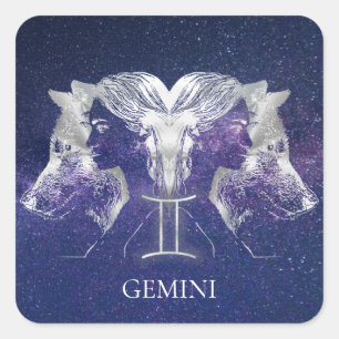 Stunning Milky Way Sky Gemini Zodiac Sign Square Sticker