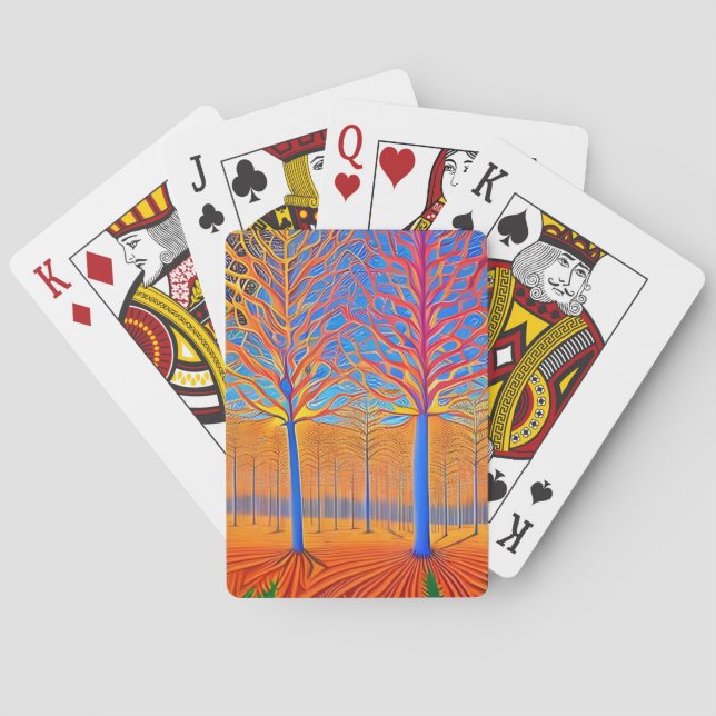 Stunning Modern Art Woodland Forest Playing Cards (Back)
