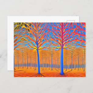 Stunning Modern Art Woodland Forest Postcard