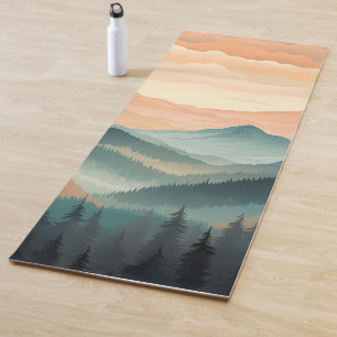 Stunning Mountain Tree Sunset Pattern, Poster Art Yoga Mat