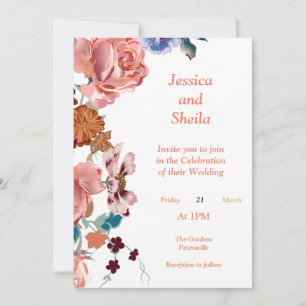 Stunning multicolored flowers Wedding Invitation, Invitation