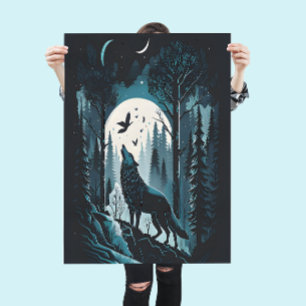 Stunning Nature Scene of a Howling Wolf Nature Poster