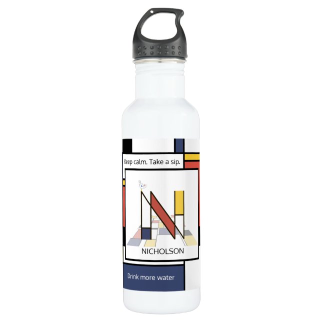 Stunning Neoplasticism Art Monogram. Letter N 710 Ml Water Bottle (Front)