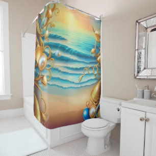 Stunning Ocean with Diamonds and Pearls  Shower Curtain