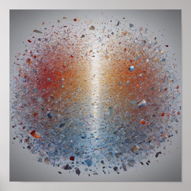 Stunning Orange Blue Nebula Galaxy Space Poster  (Front)