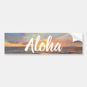 Stunning Orange Maui Sunset Aloha Bumper Sticker