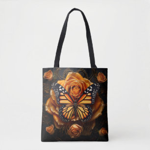Stunning orange Monarch butterfly with roses Tote Bag