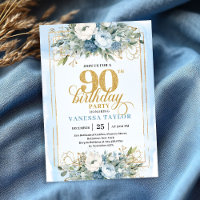 Stunning pastel blue gold frame 90th birthday