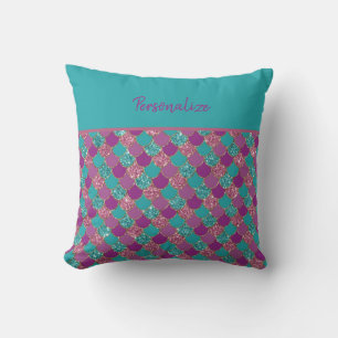 Stunning Pastel Glitter Mermaid Scales Sparkle Cushion