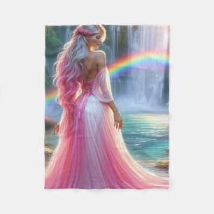 Stunning Pastel pink lady & Rainbow Fleece Blanket