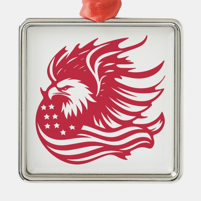 Stunning Patriotic Eagle Digital Artwork Metal Tree Decoration (Front)