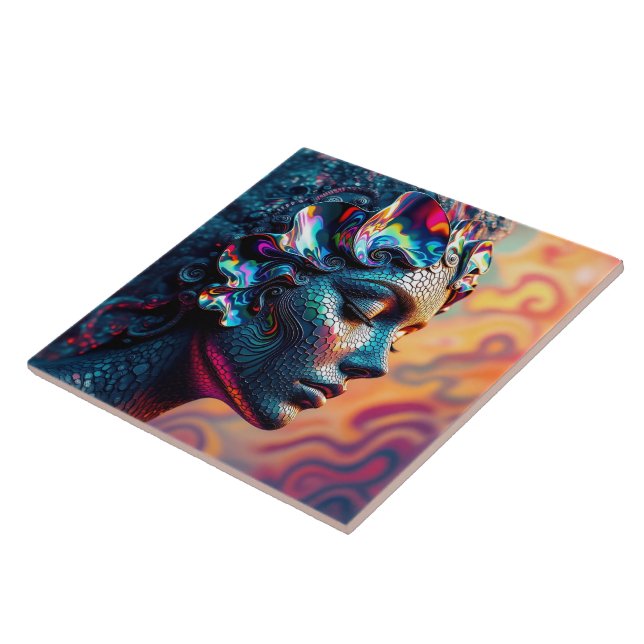 Stunning Paua Rainbow Abalone Sea Siren Mermaid Tile (Side)