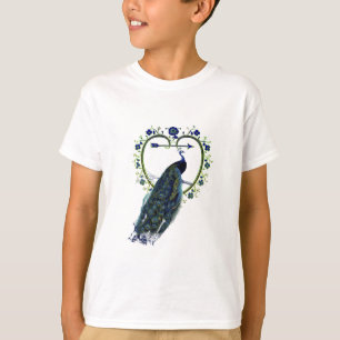 Stunning Peacock and ornate heart flower frame T-Shirt