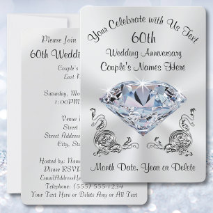 Stunning Personalised 60th Diamond Invitations