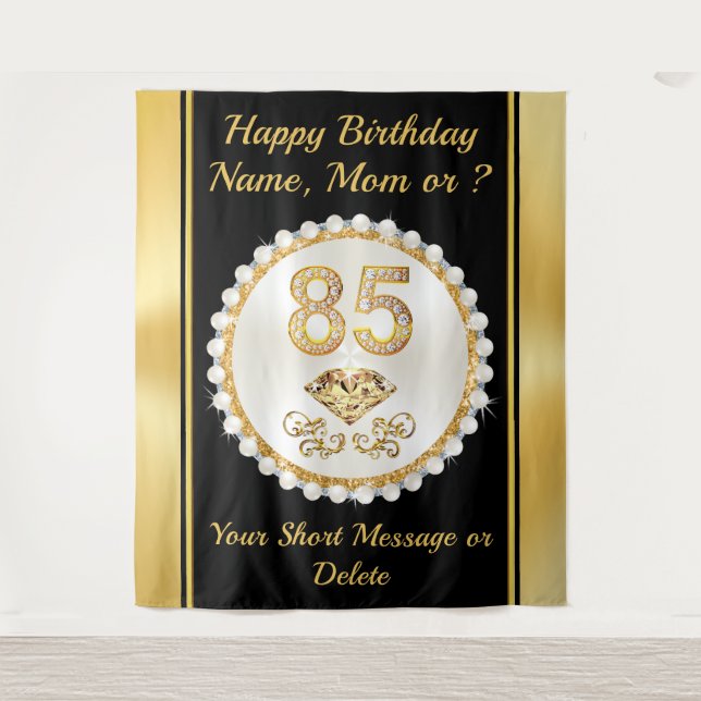 Stunning Personalised, 85th Birthday Backdrop Tapestry (Front)