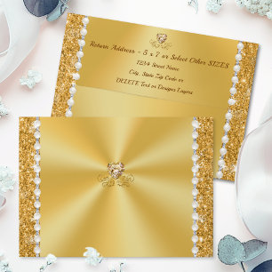 Stunning Personalised, Gold Envelopes, Choose SIZE Envelope