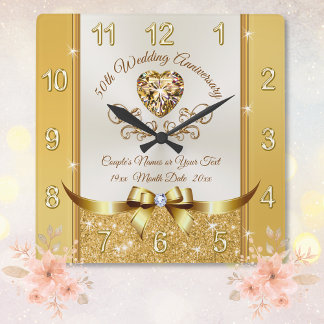 Stunning, Personalised Golden Anniversary Clock