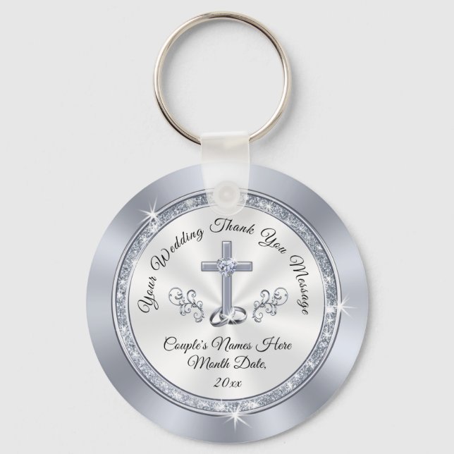 Stunning Personalized Christian Wedding Favors Key Ring (Front)