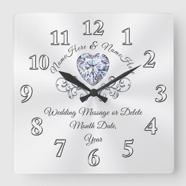 Stunning Personalized Wall Clock Wedding Gift (Front)