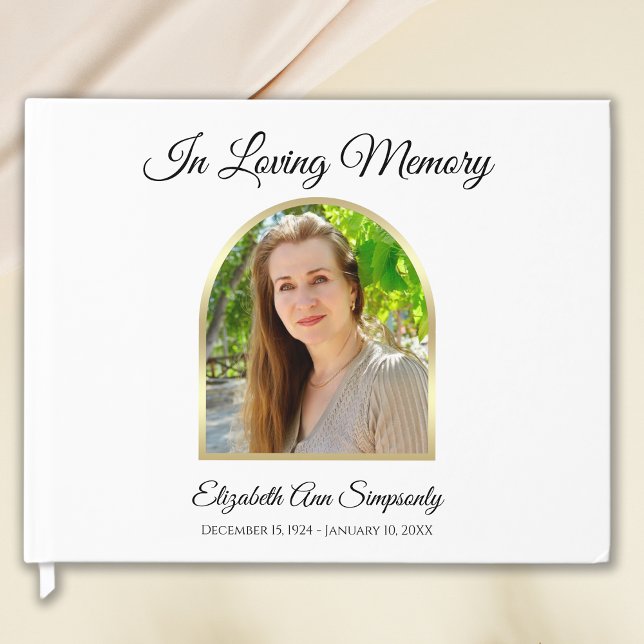 Stunning Photo Memorial Funeral White Guest Book (Creator Uploaded)