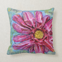 Stunning Pillow of a Pink Zinnia in 3D