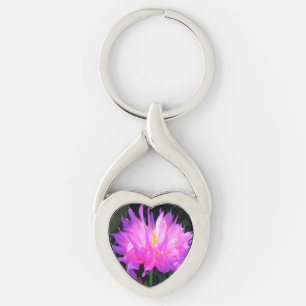 Stunning Pink and Purple Cactus Dahlia Key Ring