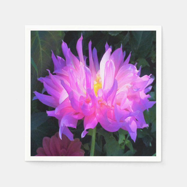 Stunning Pink and Purple Cactus Dahlia Napkin (Front)