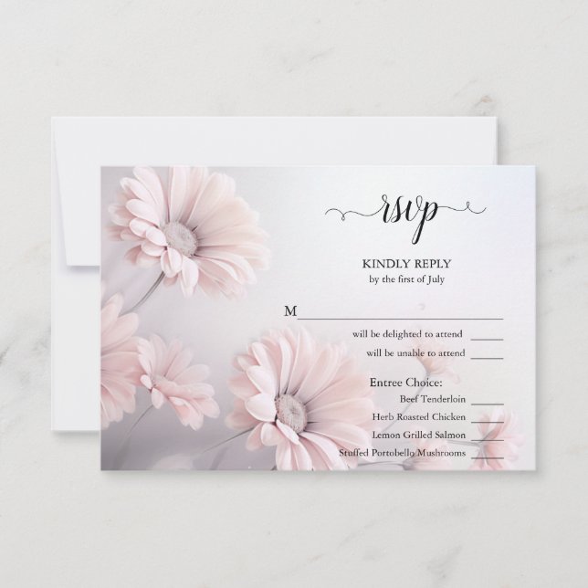 Stunning Pink Daisies RSVP Meal Choice  (Front)