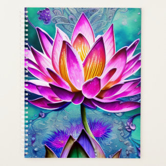 Stunning Pink Lotus Flower Portrait Planner