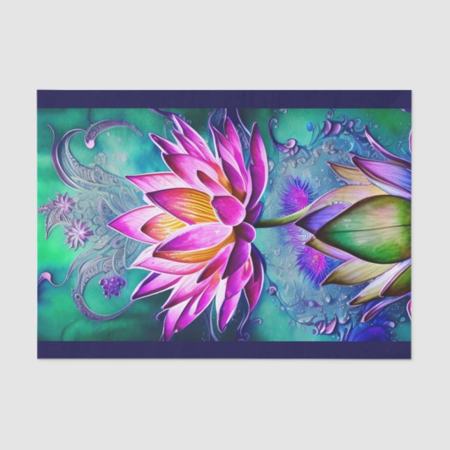 Stunning Pink Lotus Flower Portrait Tissue Paper (Front)