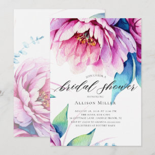 Stunning Pink Peonies Bridal Shower Invitation