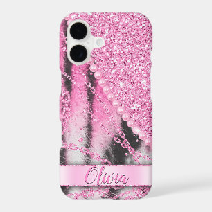 Stunning pinky glitter chain fur