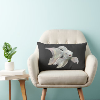 Stunning Platinum Butterfly Koi Carp Lumbar Cushion
