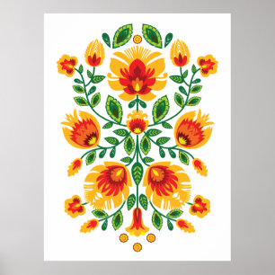 💛🧡❤️Stunning polish Folk Wycinanki Poster