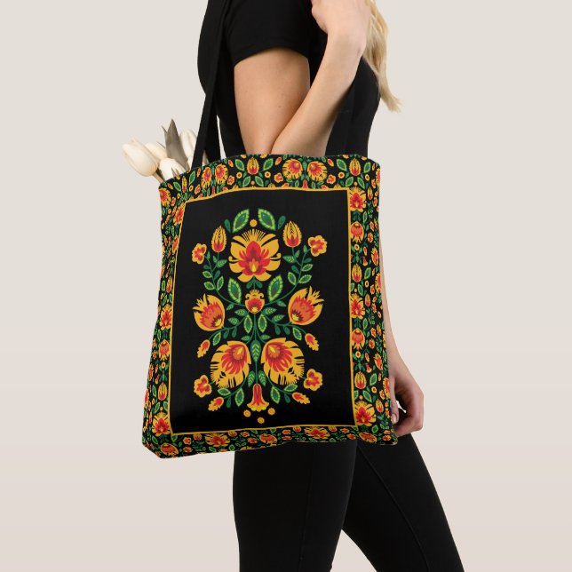 💛🧡❤️Stunning polish Folk Wycinanki  Tote Bag (Close Up)