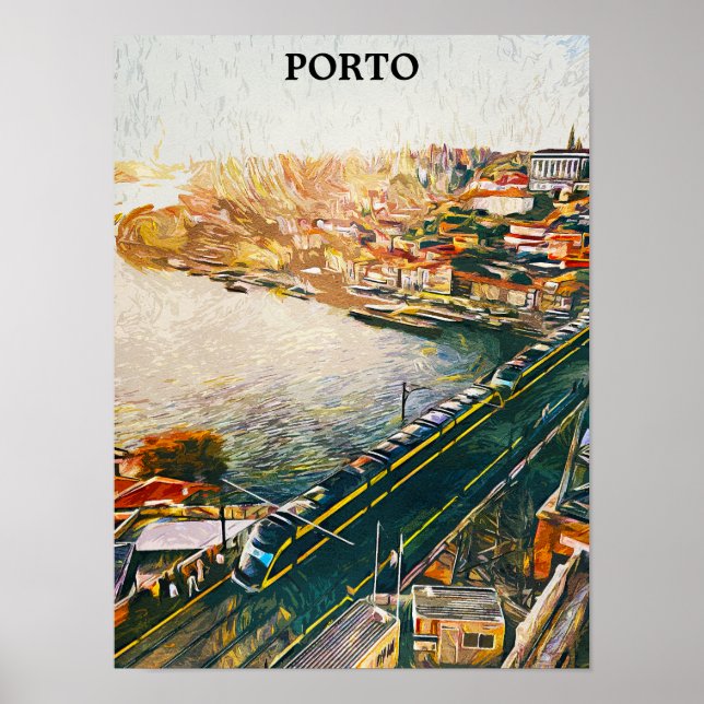 Stunning Porto Portugal Oil Painting Poster (Front)